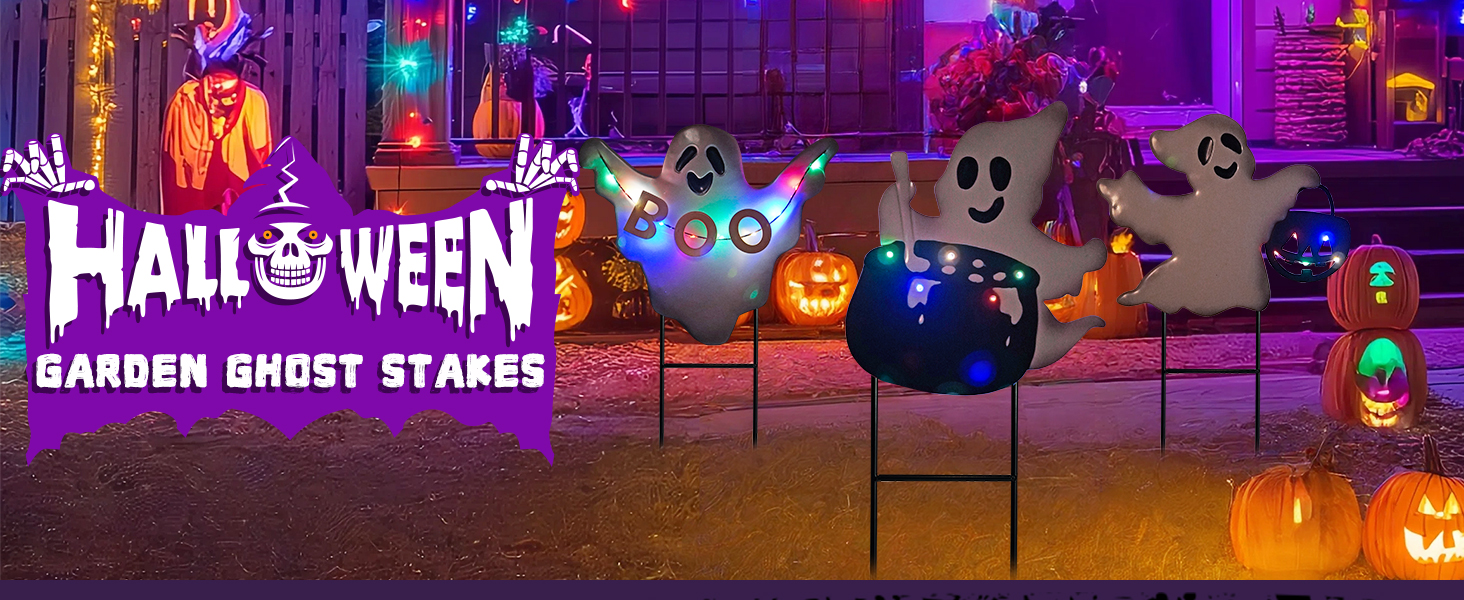 halloween themed garden decorations with solar lights