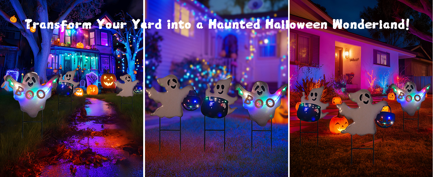 ghost garden stakes with solar lights