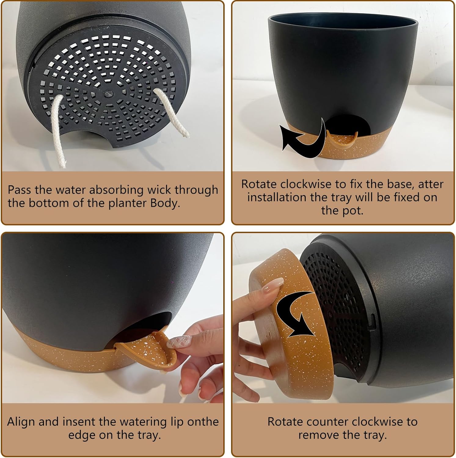 installation instruction of a self watering pot