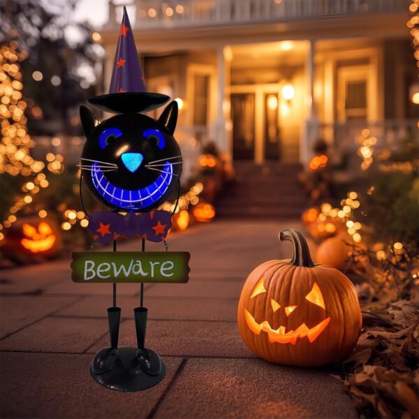 a black cat statue decor at night