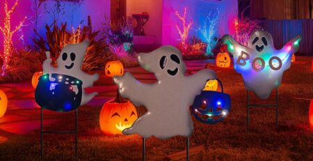three ghost garde stake in the front yard