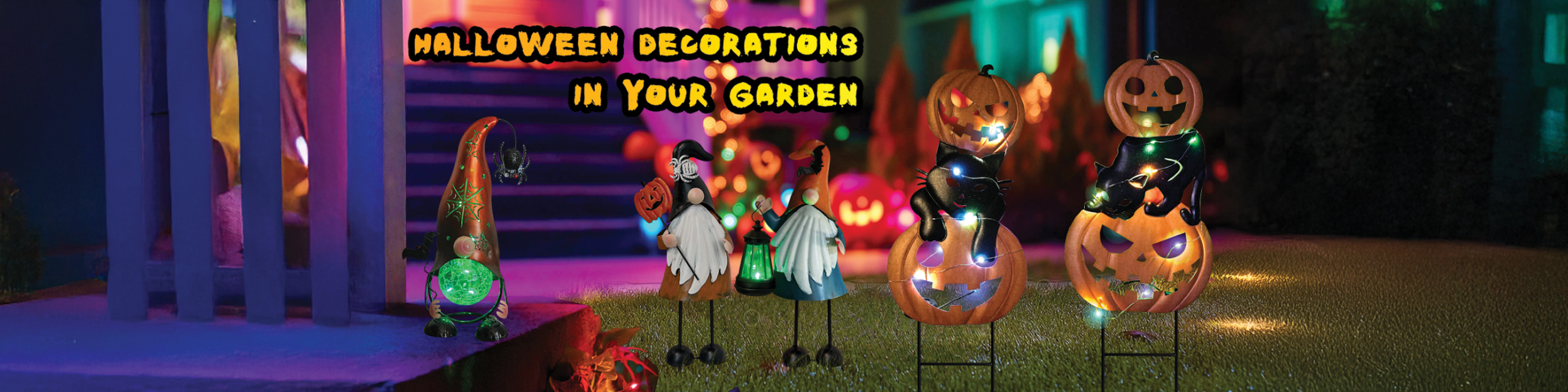 a banner of a collection of garden decors